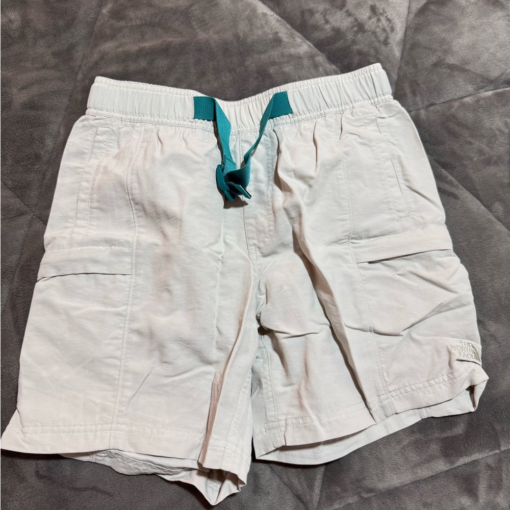 The North Face Men's Cargo Shorts in White with Teal Details